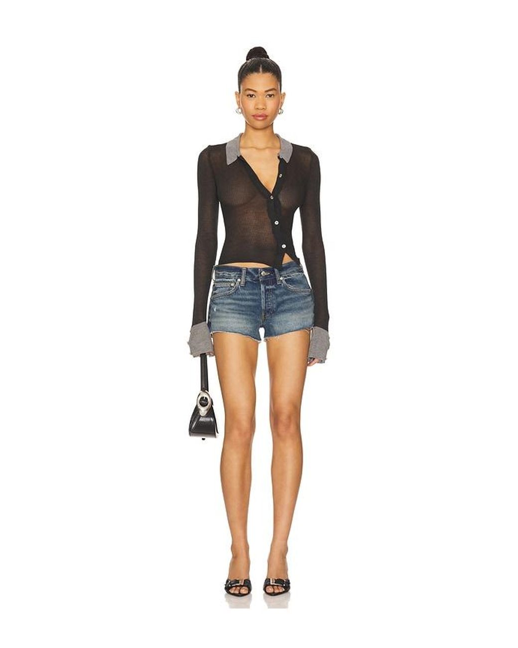 EB DENIM Blue Low Rise Cut Offs