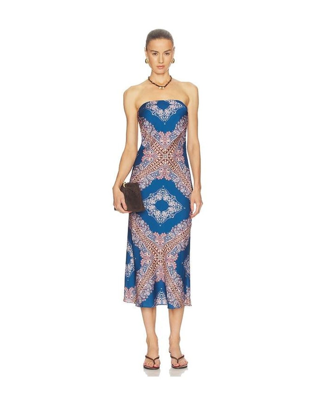 MISA Los Angles Blue Thara Midi Dress