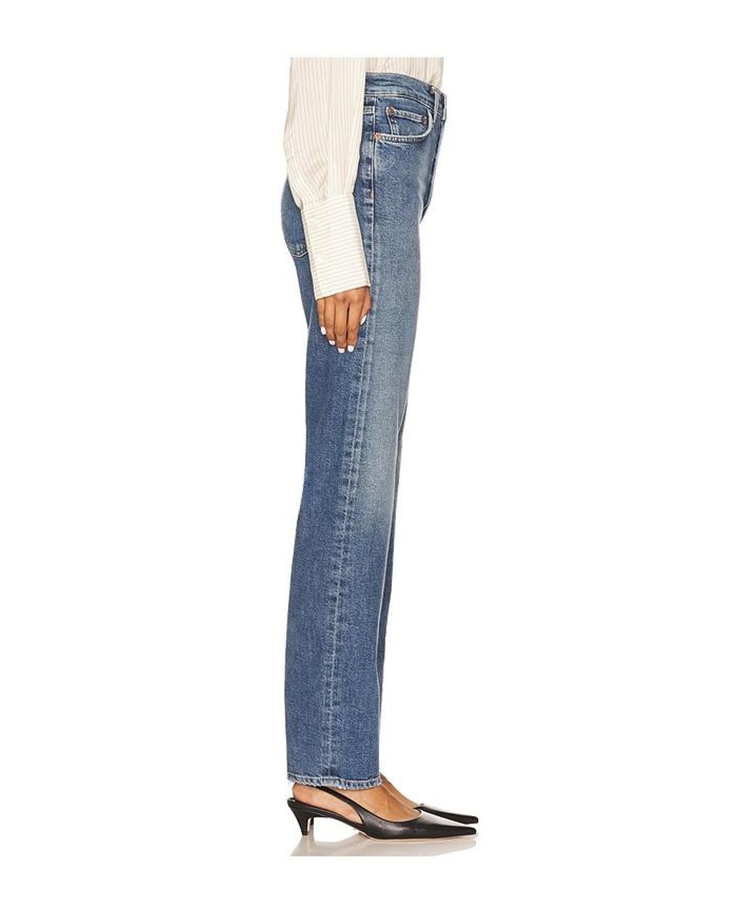 Agolde Blue 90S Pinch Waist Long High Rise Straight Jeans