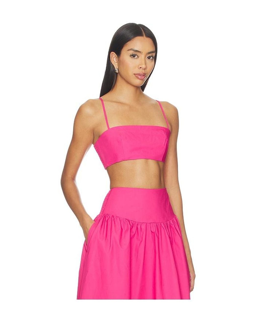 Susana Monaco Pink Poplin Crop String Top
