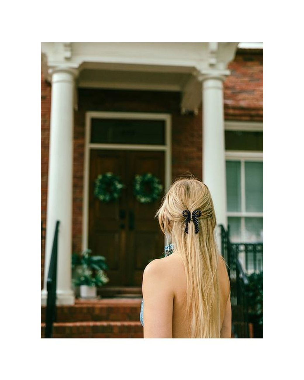 Solar Eclipse Blue Hand-Painted Coquette Bow Claw Hair Clip