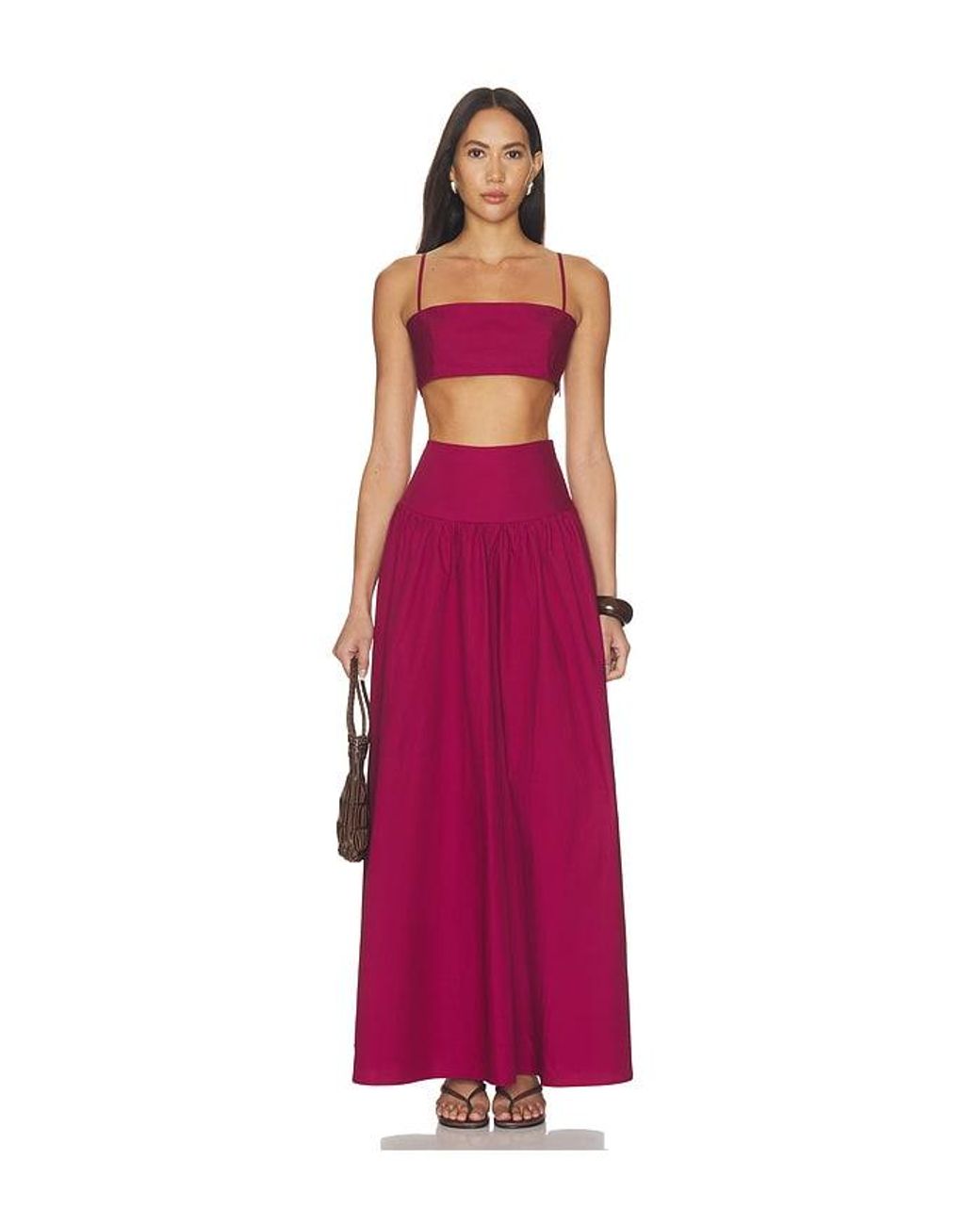 Susana Monaco Red Poplin Crop String Top