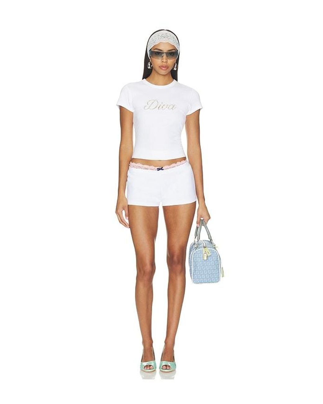 Frankie's Bikinis White X Devon Lee Carlson Paulina Cotton Shorts