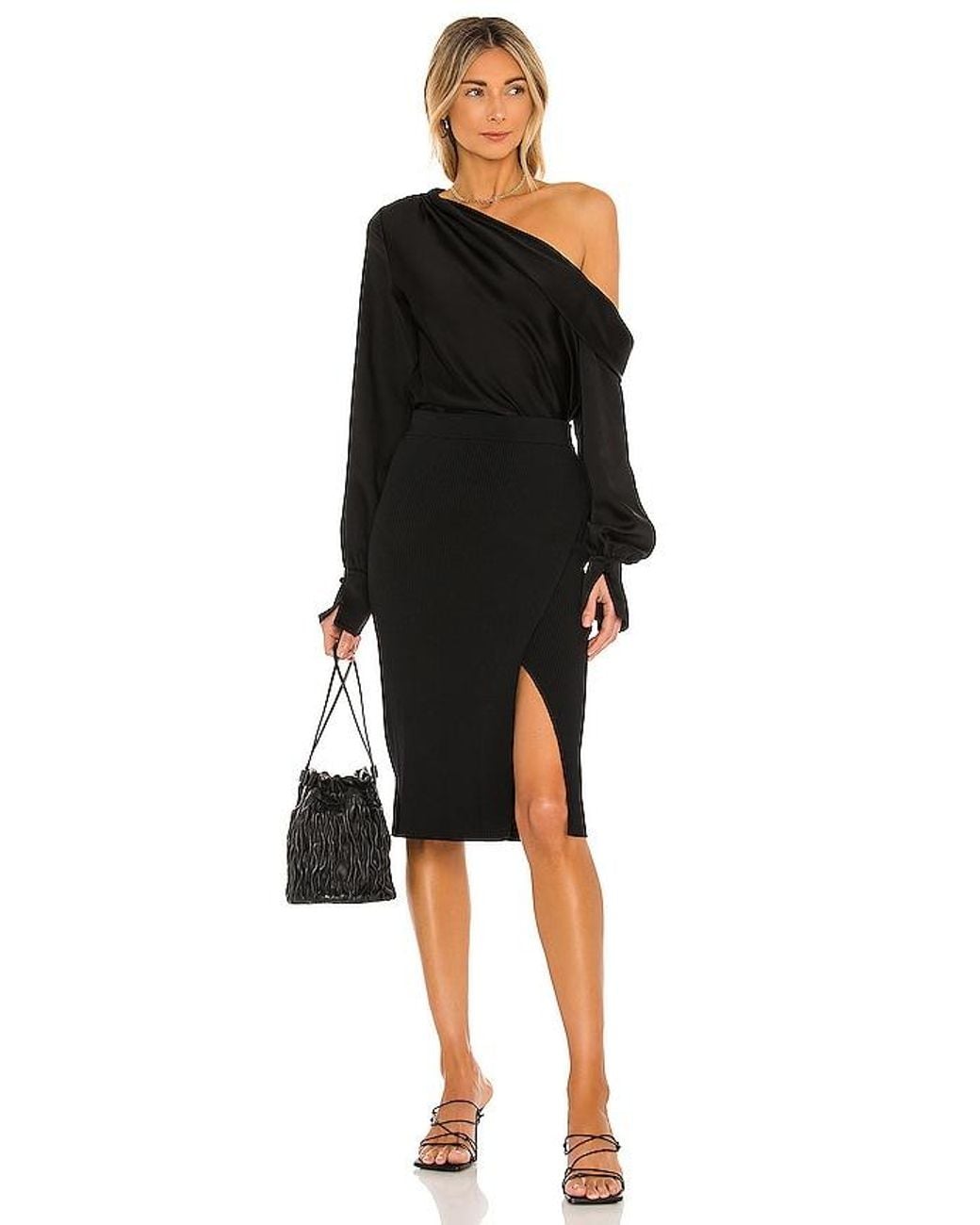 Jonathan Simkhai Black Alice One Shoulder Top
