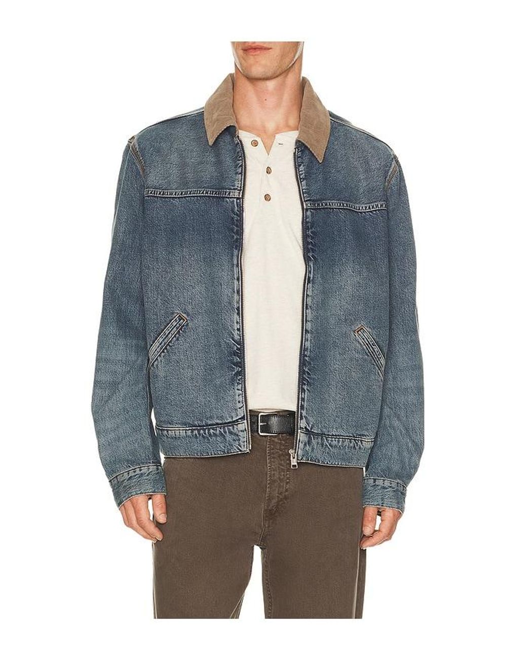 FRAME Blue Denim Zip Trucker for men