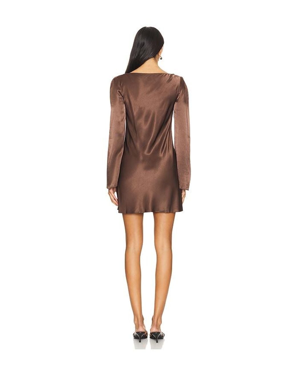 Stone Cold Fox Brown Viscose Satin Basier Mini Sheath Dress