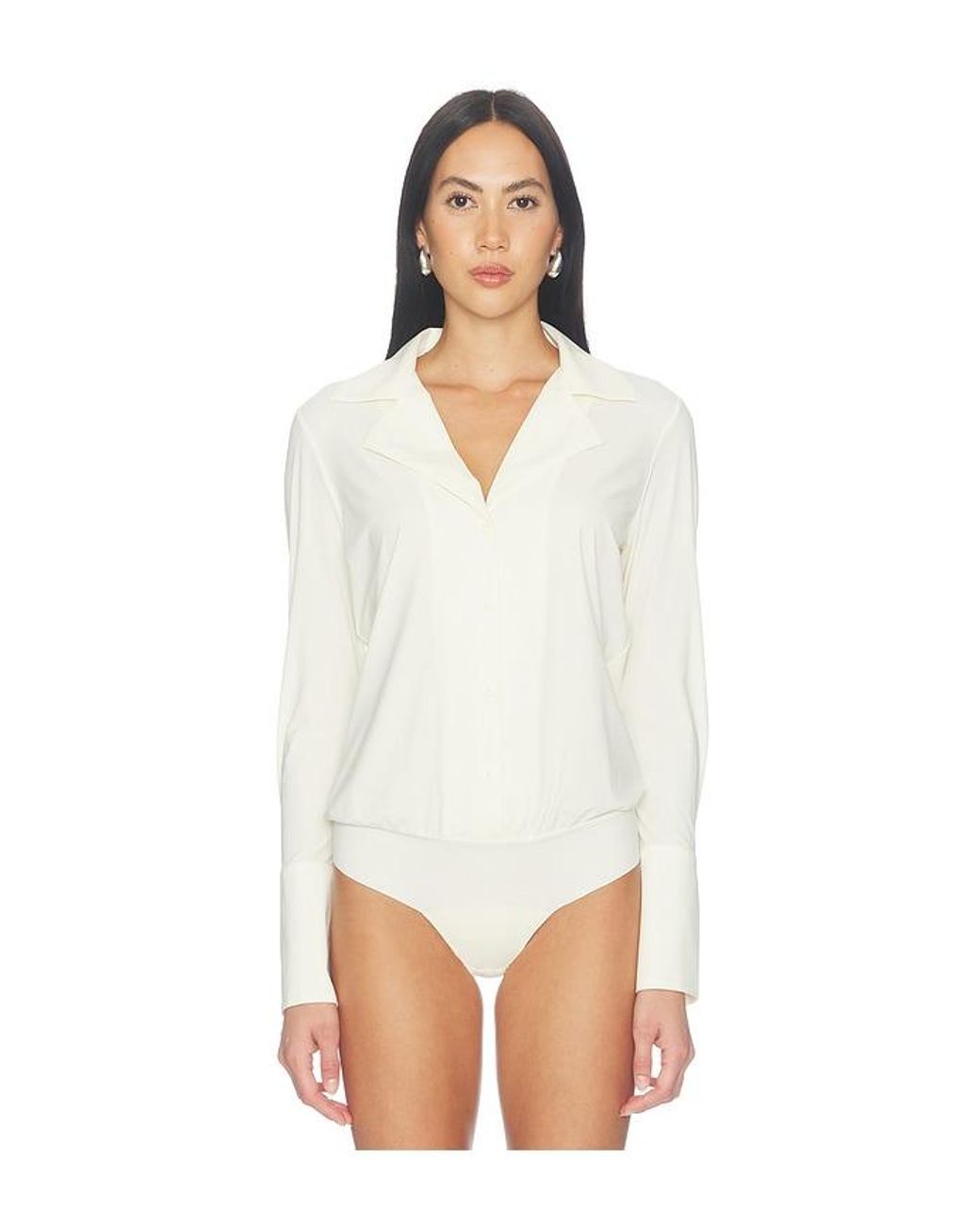 Commando White Classic Blousey Button Down Bodysuit