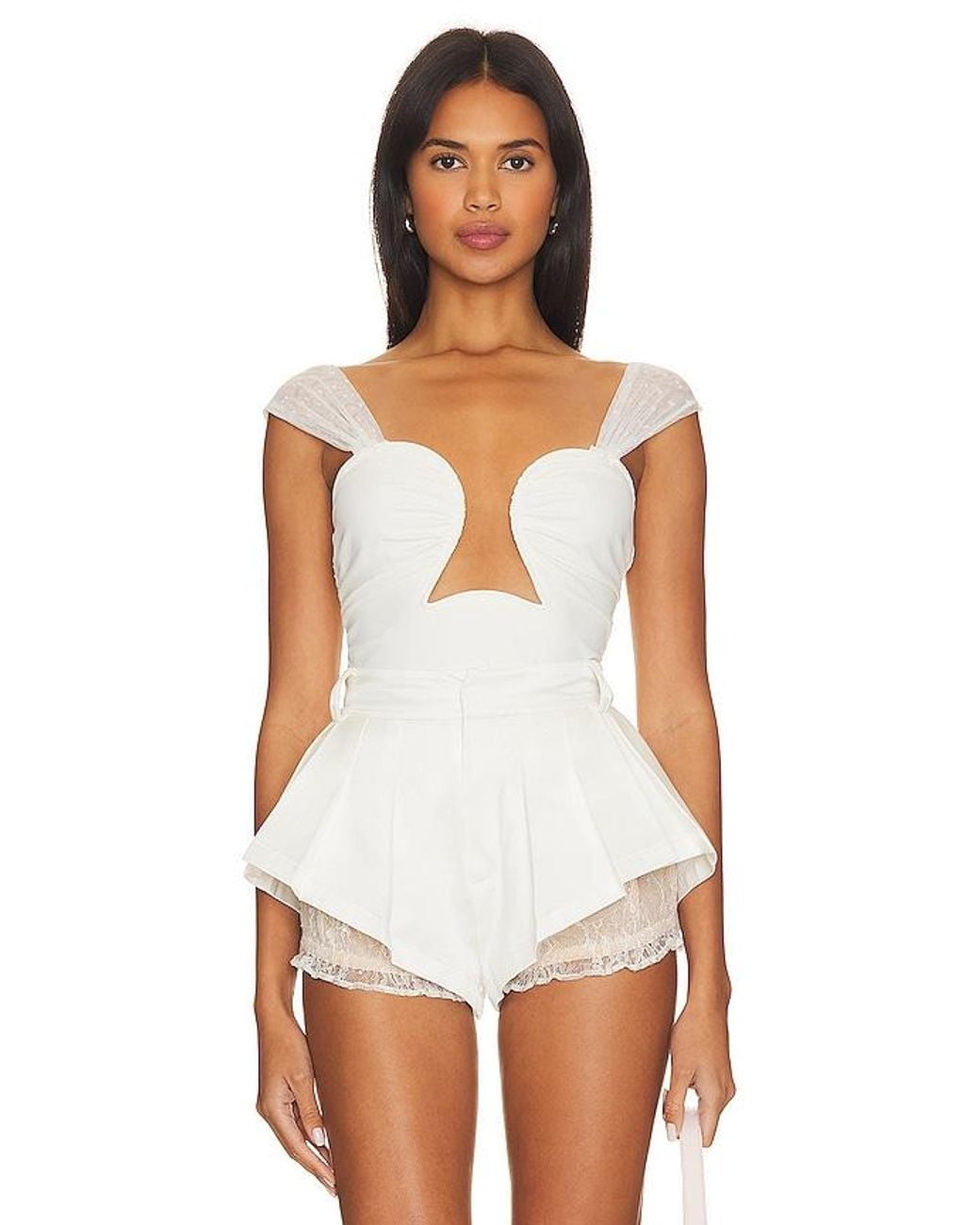 Free People White X Revolve Double Take Bodysuit