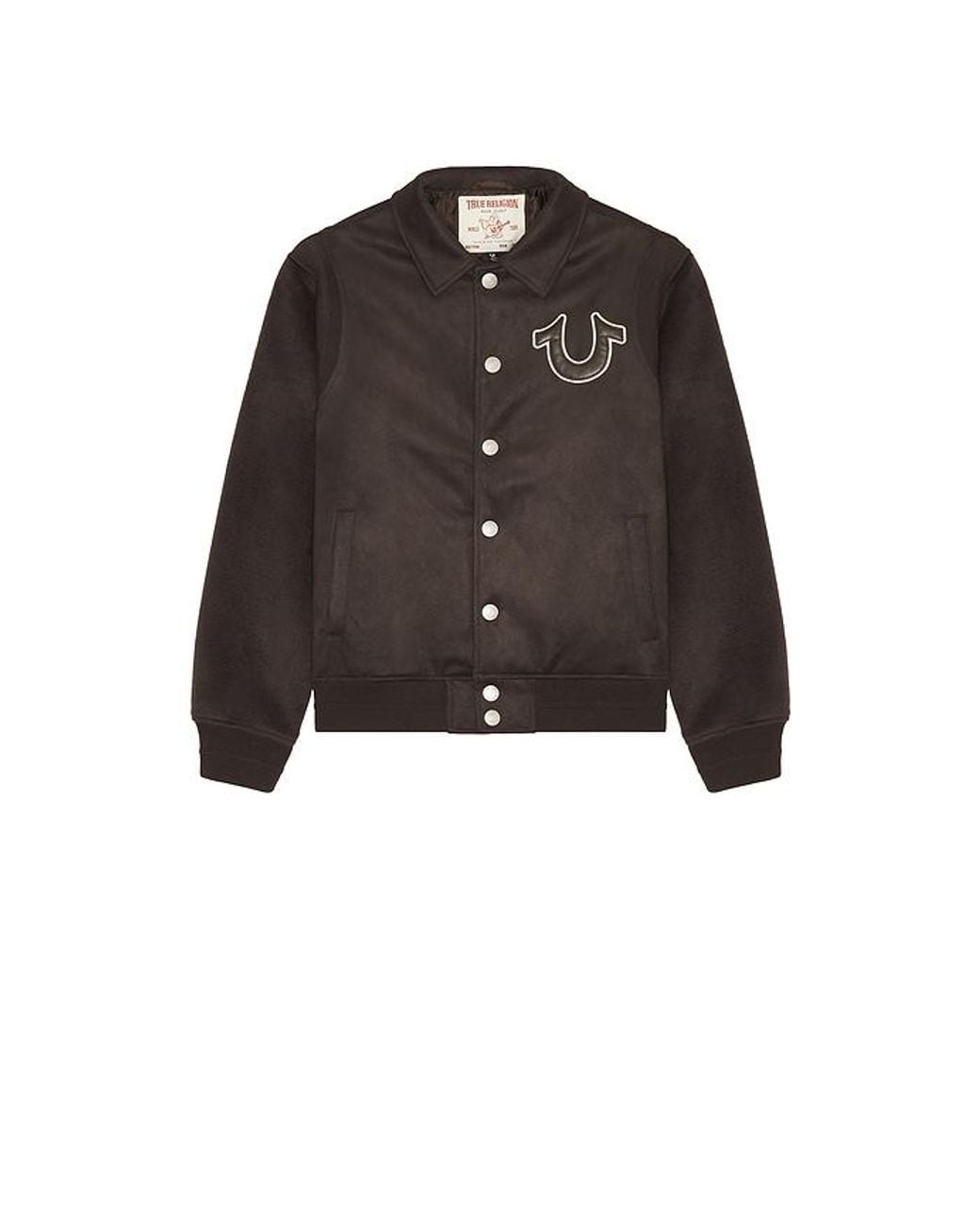 True Religion Black Suede Bomber Jacket for men