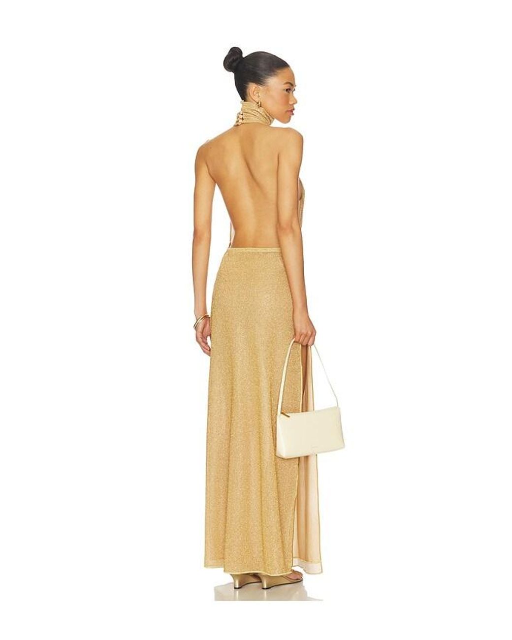 Oseree Metallic Lumiere Ring Turtleneck Dress