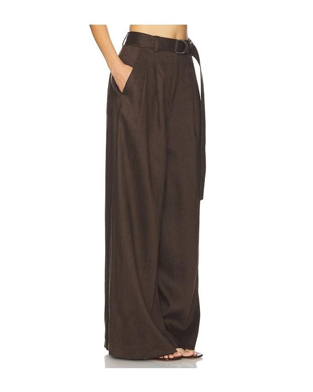 Helmut Lang Brown Weite Hose Mit Doppelter Falte