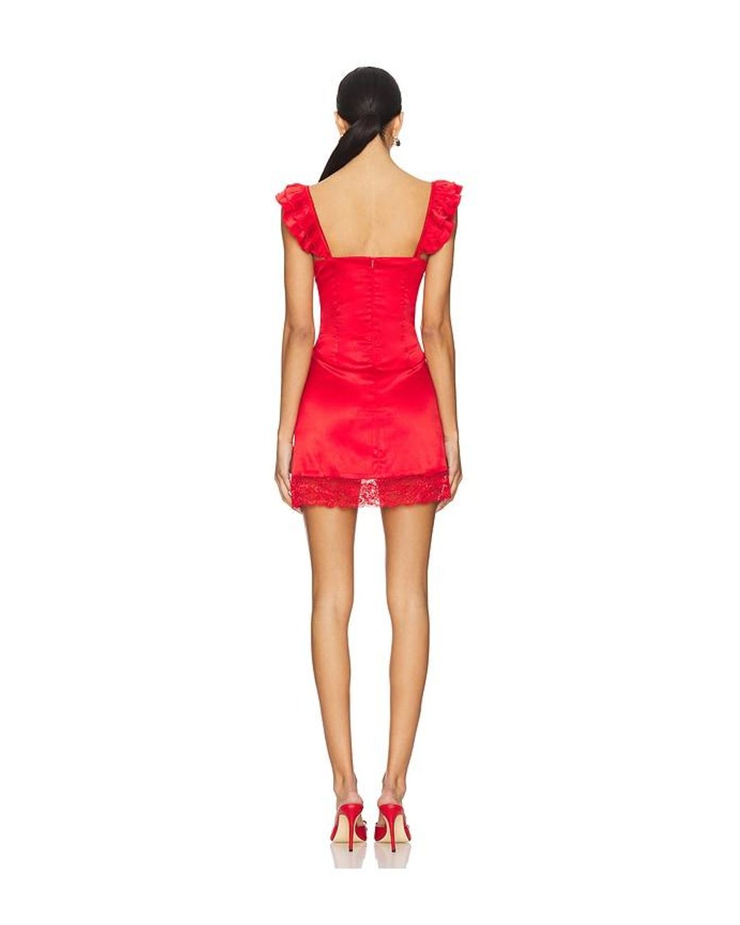 MORE TO COME Red Kira Lace Mini Dress