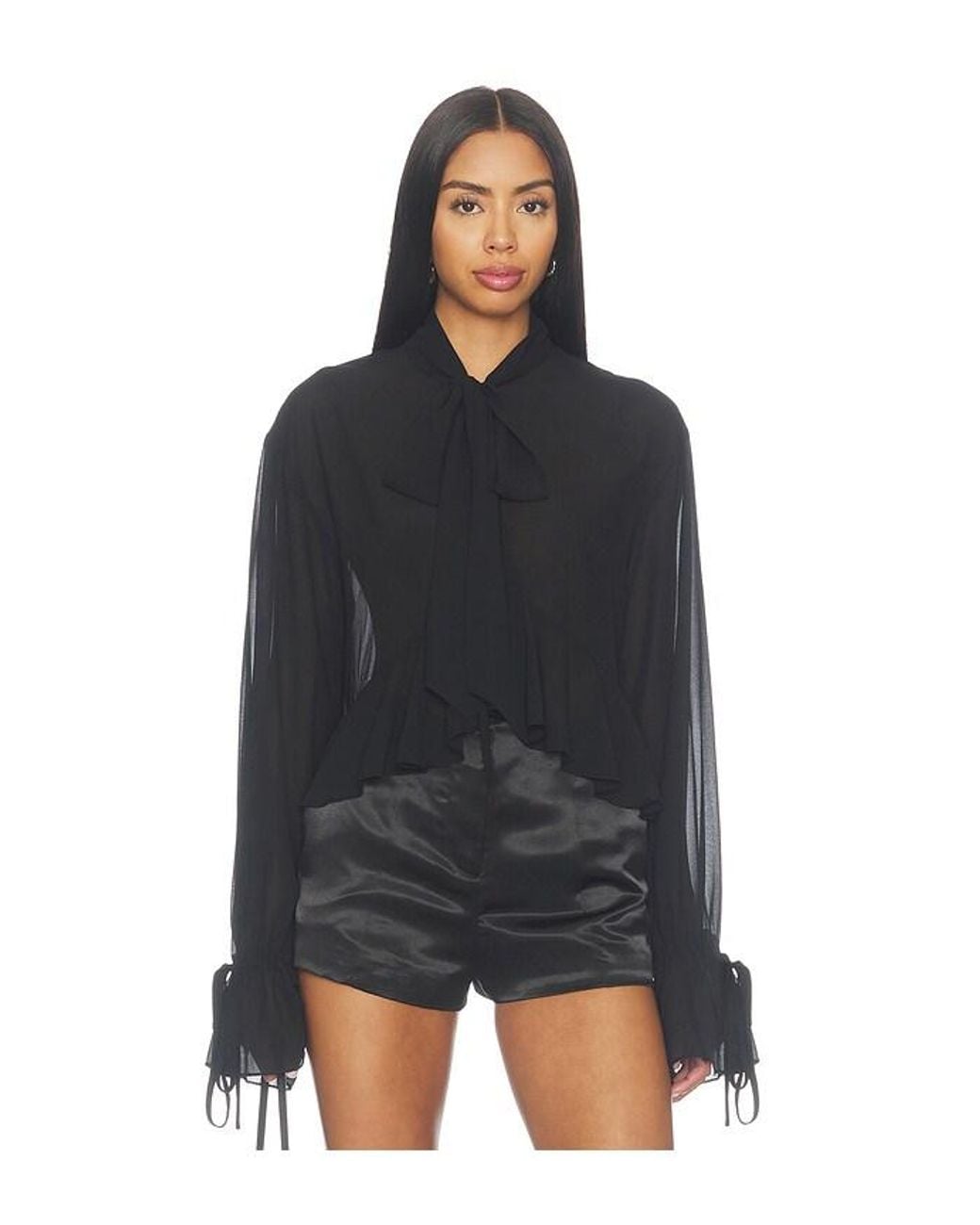 MORE TO COME Black Hope Tie Front Blouse