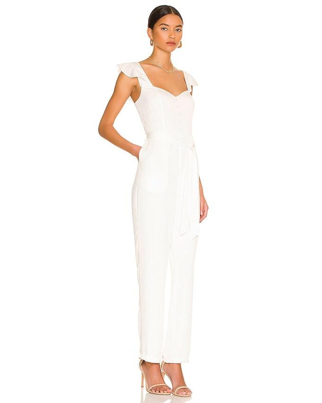 MORE TO COME White Gloria Flutter Jumpsuit