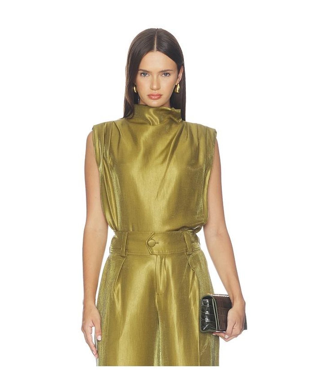 Amanda Uprichard Green Sleeveless Fabienne Top