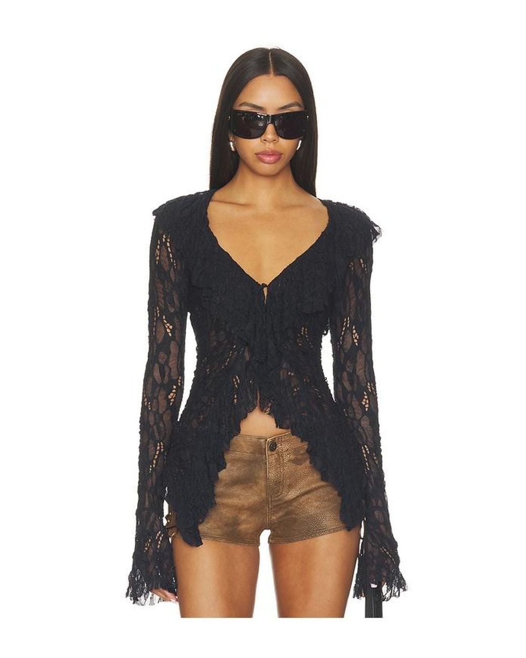 Free People Black Laney Cardi Top