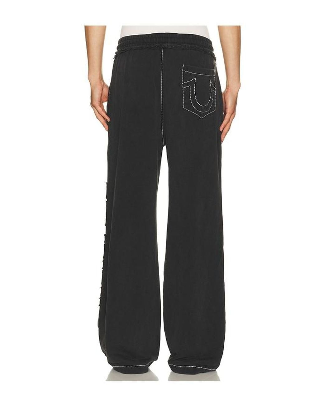 True Religion Black Applique Big T Baggy Sweatpants for men