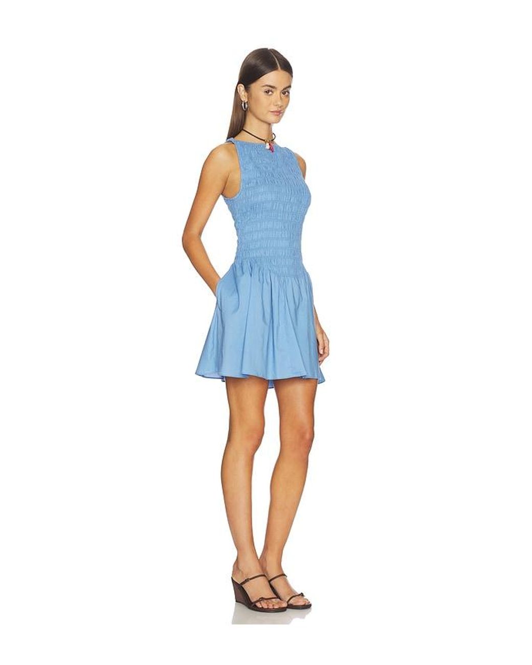 Faithfull The Brand Blue Martina Mini Dress
