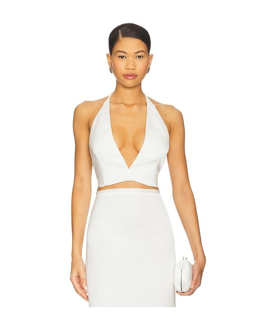 Milkwhite White X Revolve Top With V Neckline