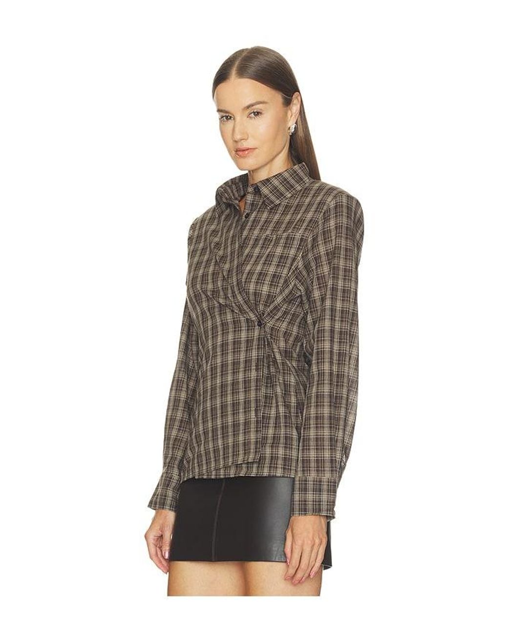 ALL THE WAYS Brown Ila Button Up Top