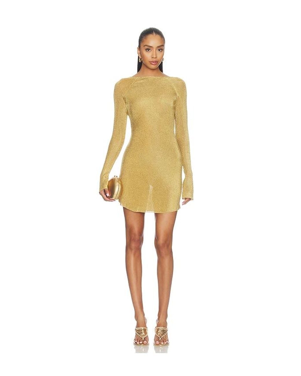 GUIZIO Yellow Estelle Backless Mini Dress