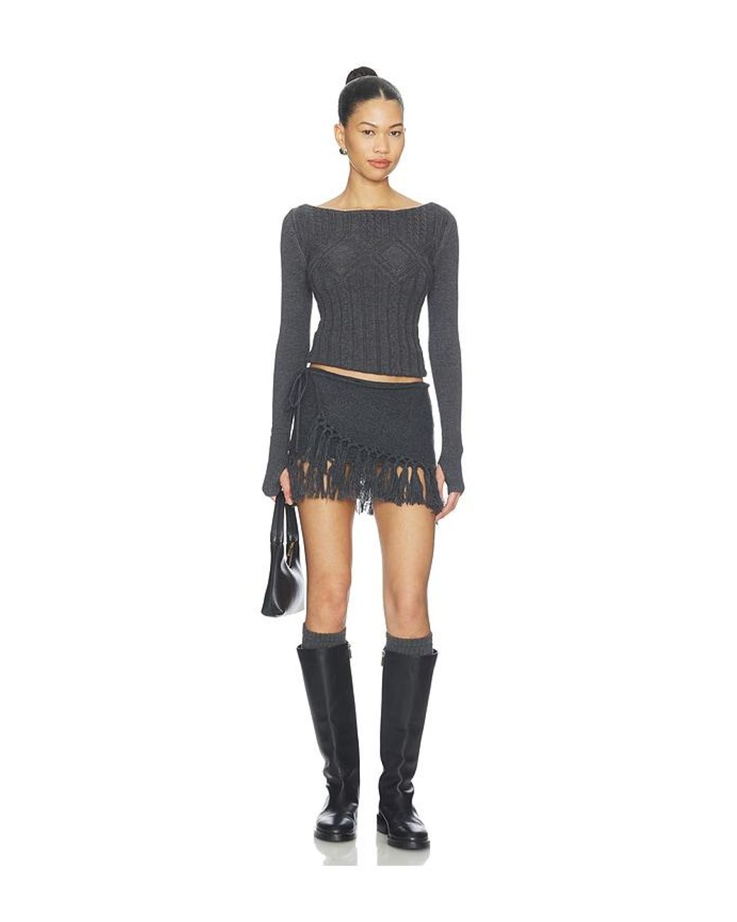 Frankie's Bikinis Black Luca Knit Skirt