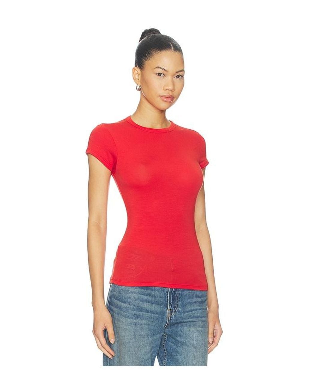 GRLFRND Red Crew Neck Slim Fit Tee