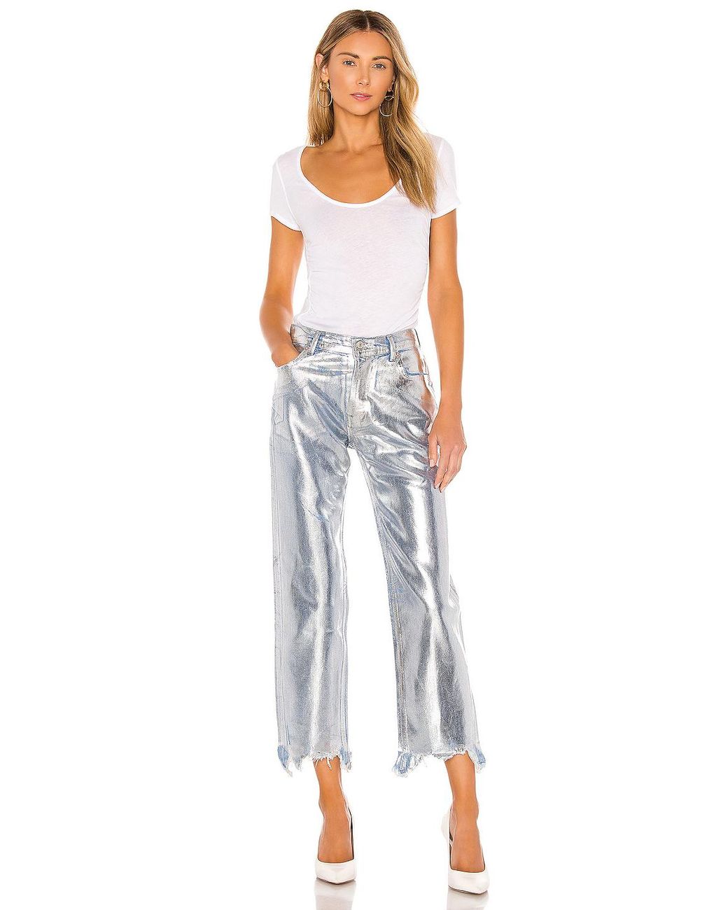 Free People Cotton Maggie Foil Jean in 