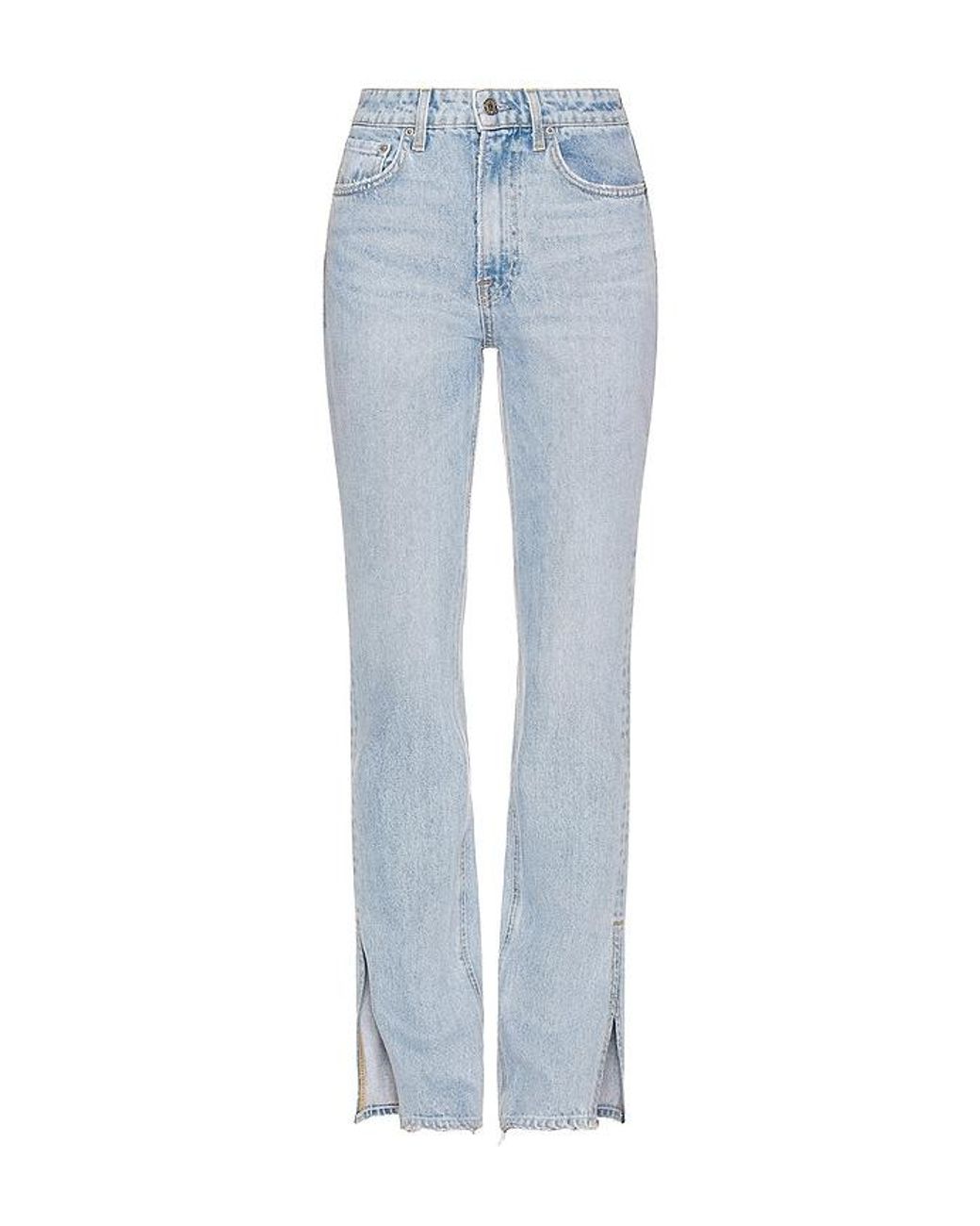 GRLFRND Blue Harlow High Rise Boot Slit Jeans