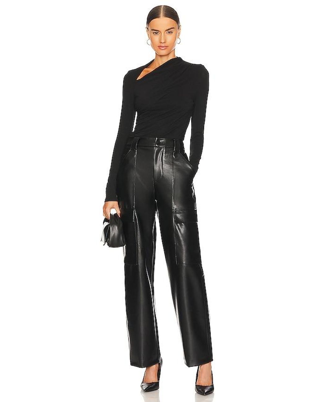 Enza Costa Black Lurex Jersey Slash Top