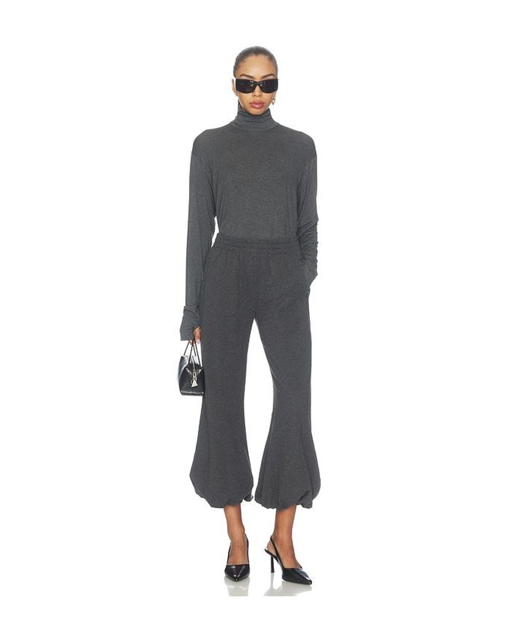Norma Kamali Gray Boyfriend Puff Jog Pant
