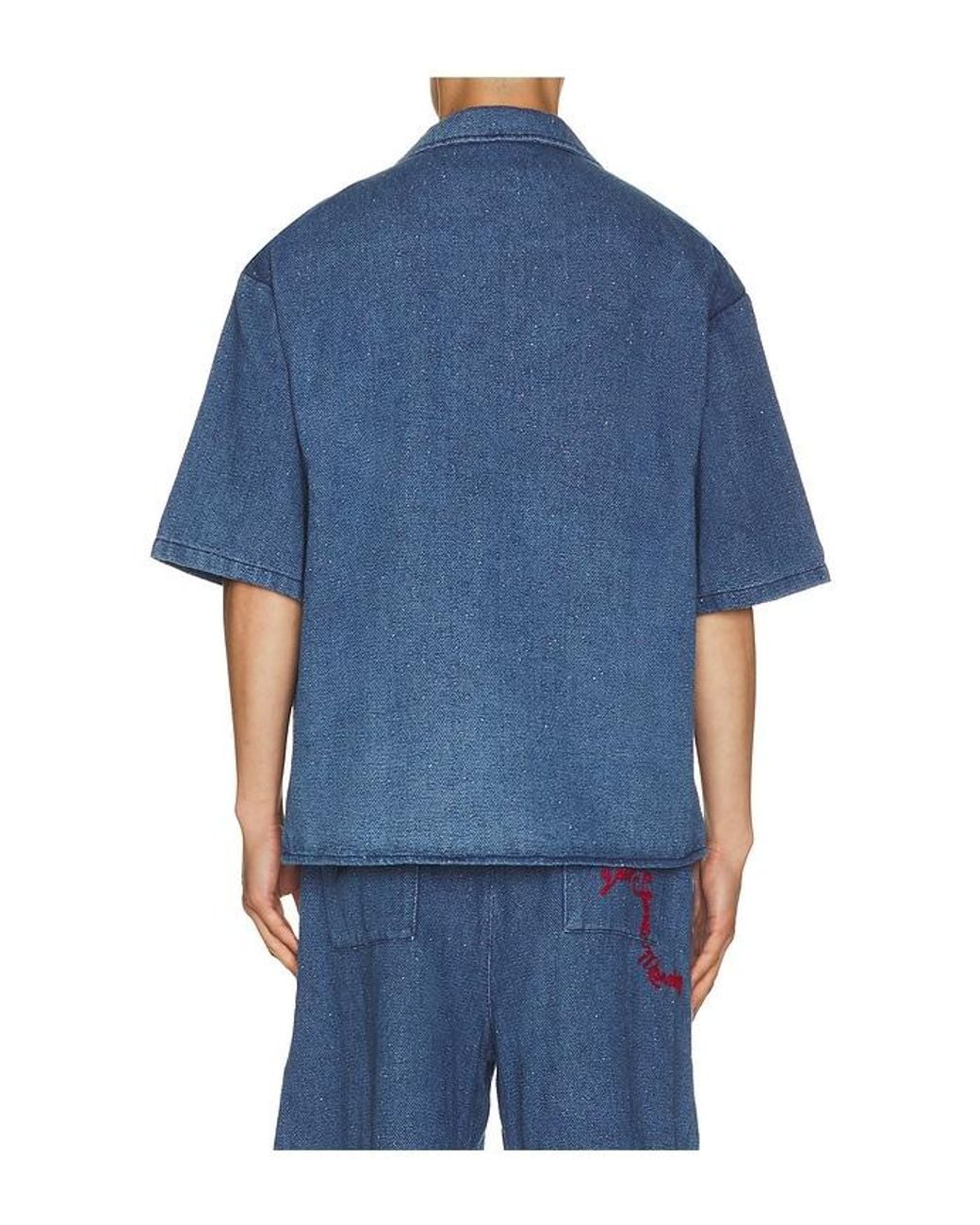 DIET STARTS MONDAY Blue Dropoff Button Up Shirt for men