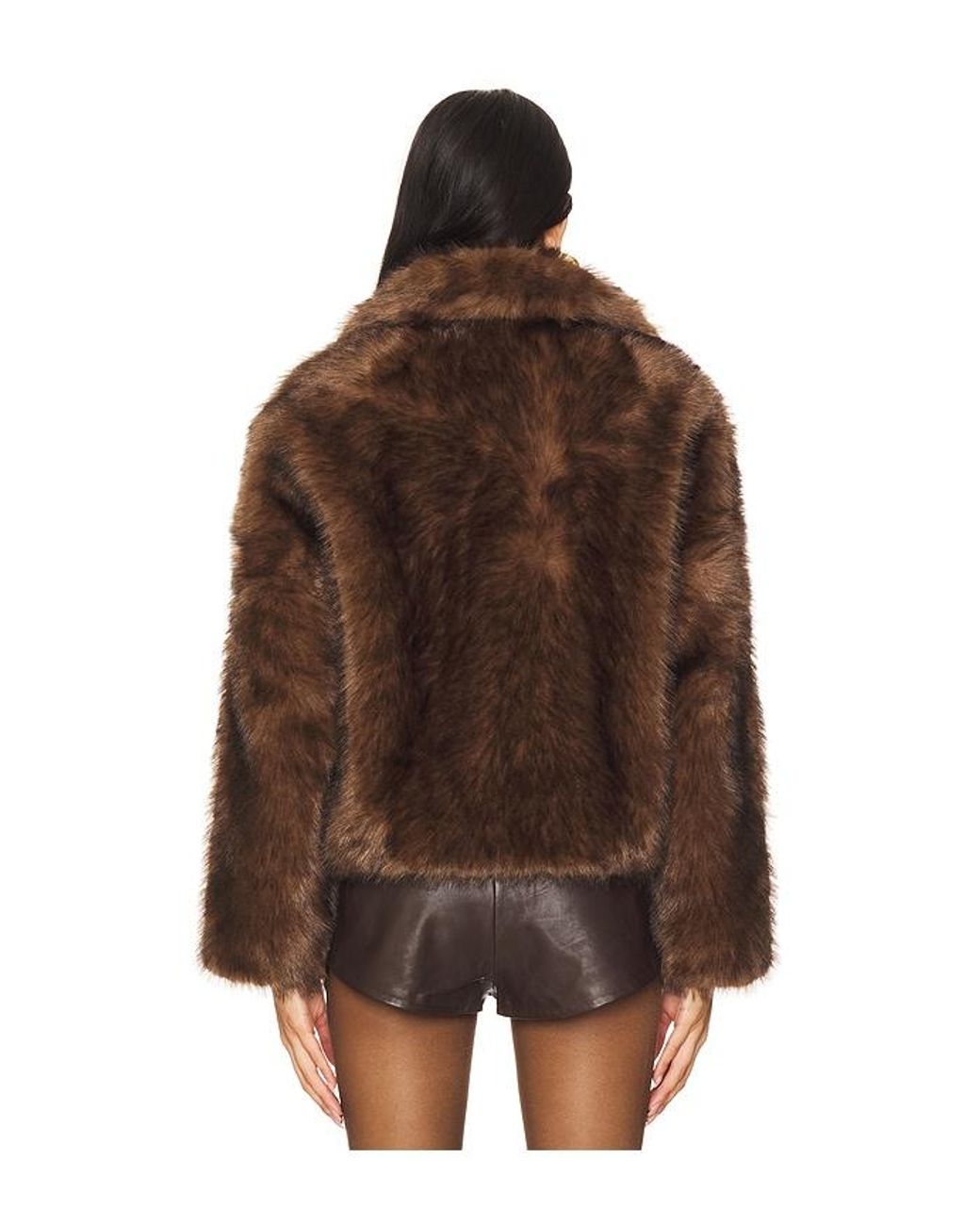 Adrienne Landau Brown The Cornelia Faux Fur Peacoat