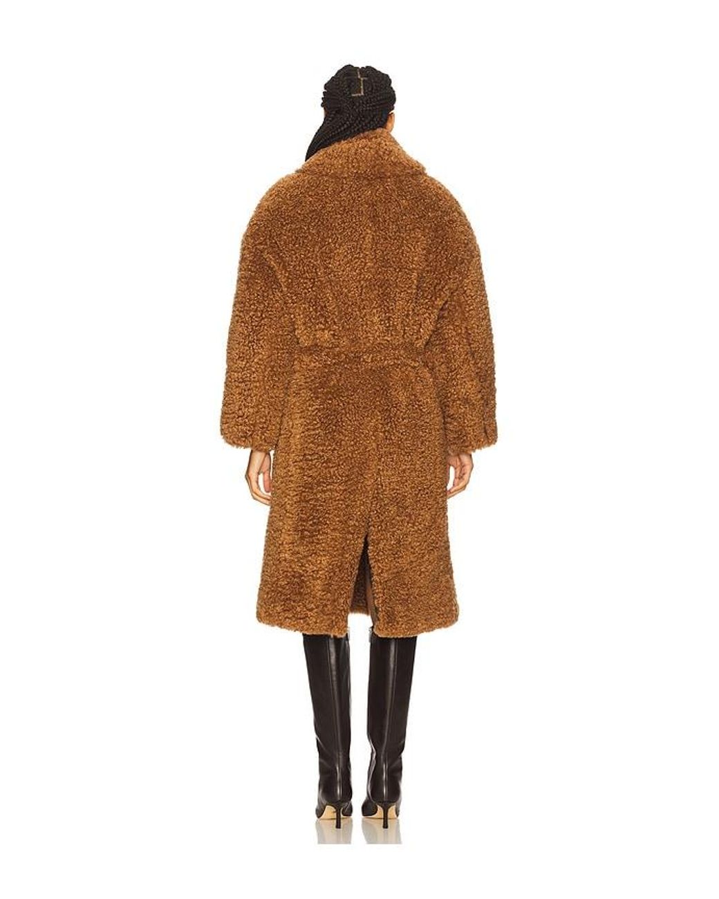 Atlein Brown Long Teddy Wrap Coat