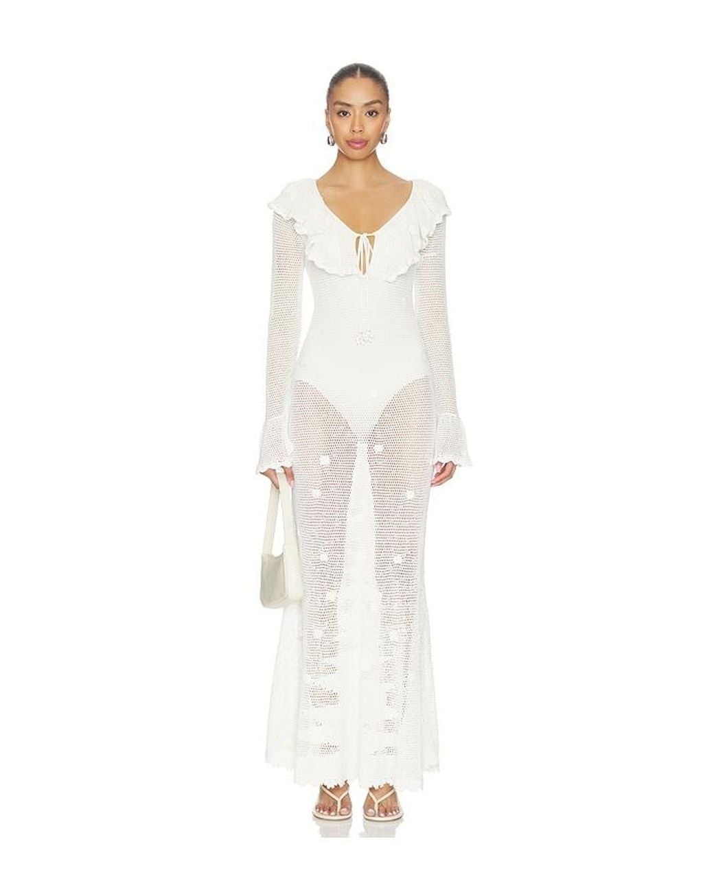 Self-Portrait White Floral Crochet Dress