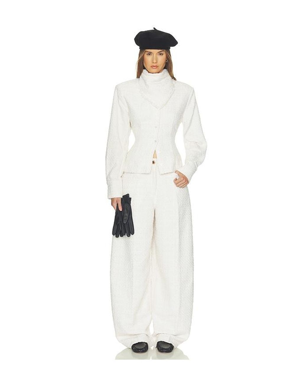 Helsa White Tweed Barrel Pant