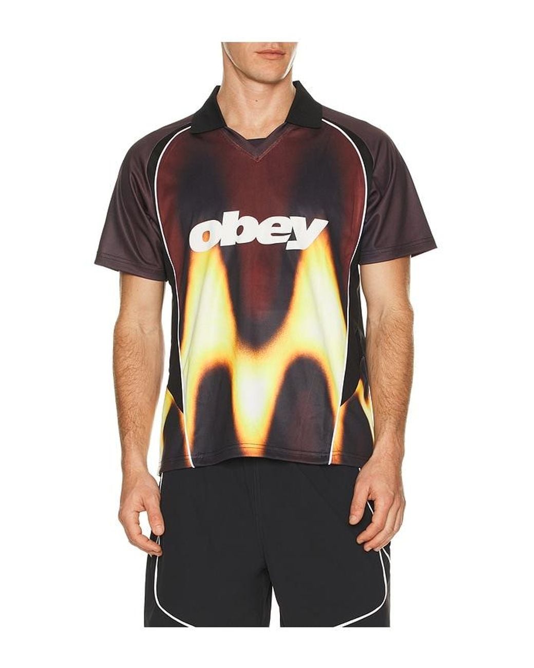 Obey Black Blurred Soccer Jersey for men