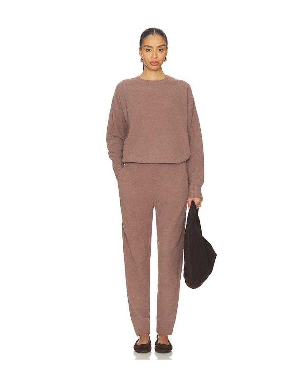 Eberjey Brown Boucle Crew Neck Pullover