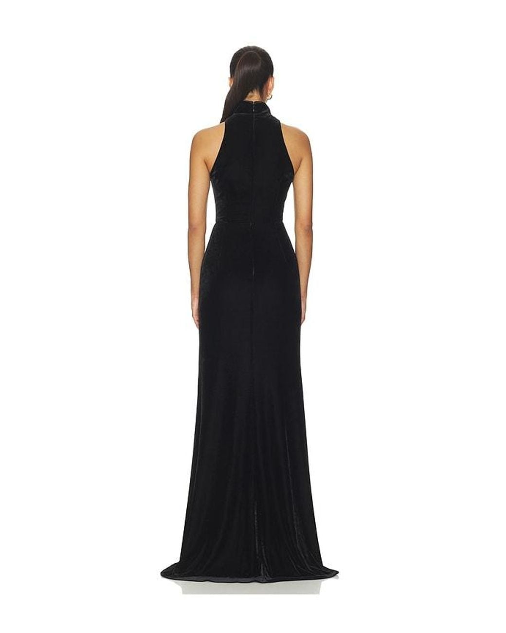 SAU LEE Black Ariana Velvet Gown