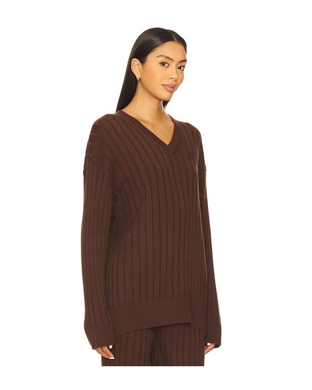 House of Harlow 1960 Brown X Revolve Irvina Ribbed V Neck