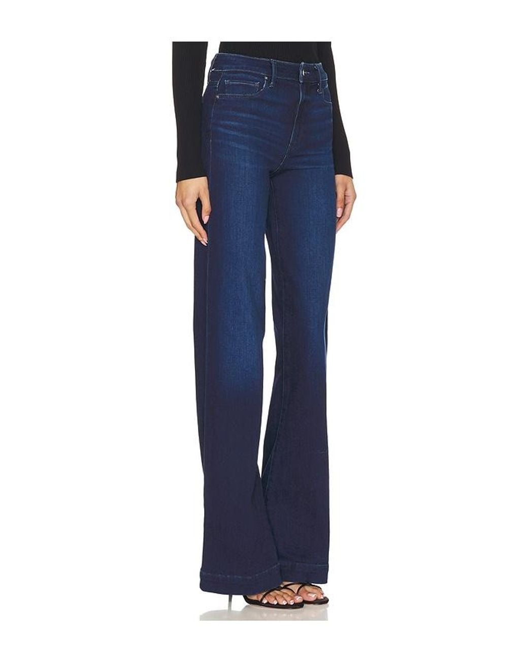 PAIGE Blue Leena Petite Wide Leg Jeans