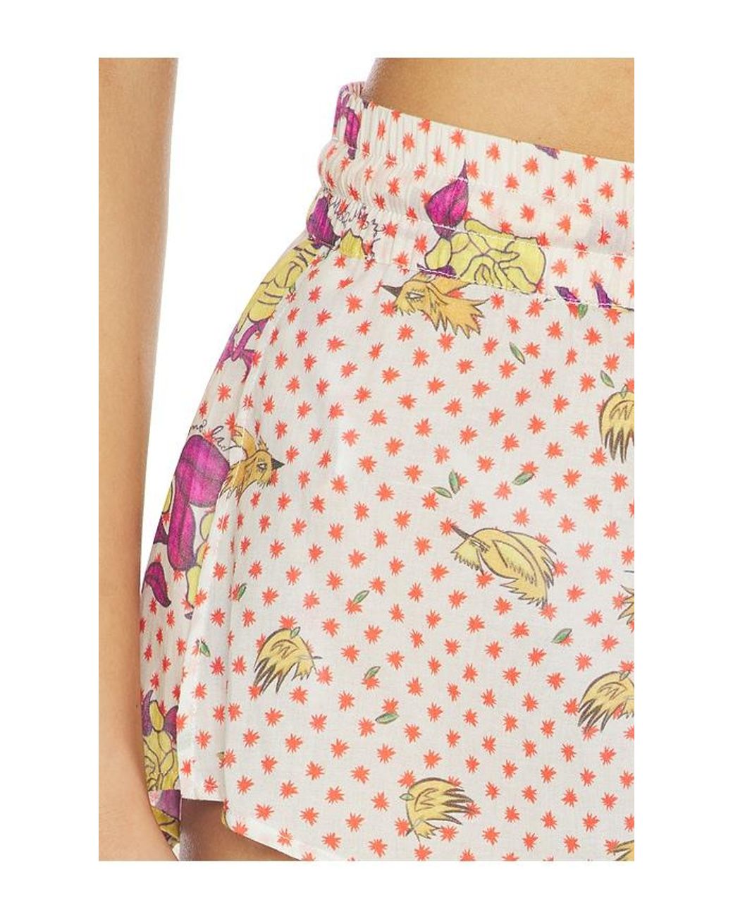 Donde Esteban White Pajaritos Y Rosas Mini Shorts