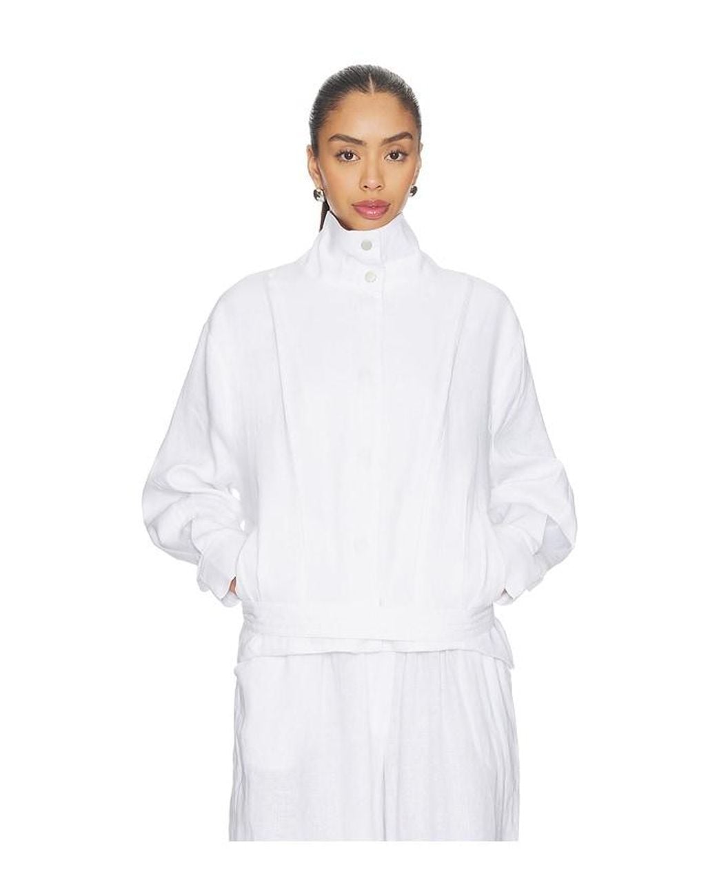 AEXAE White Linen Bomber Jacket