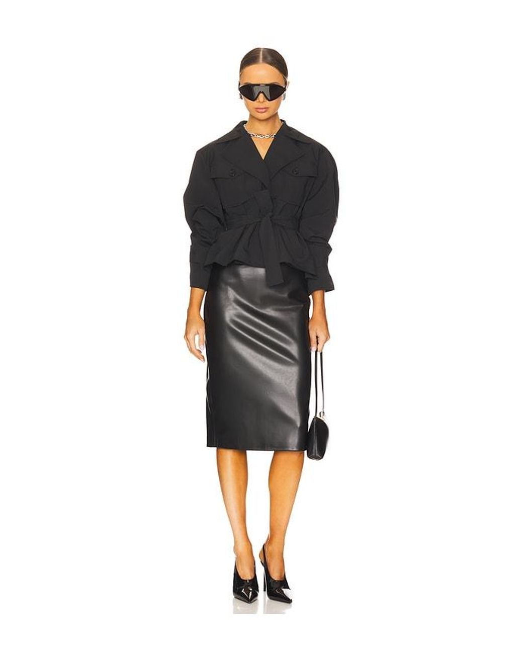 Lamarque Black Quinn Cropped Trenchcoat