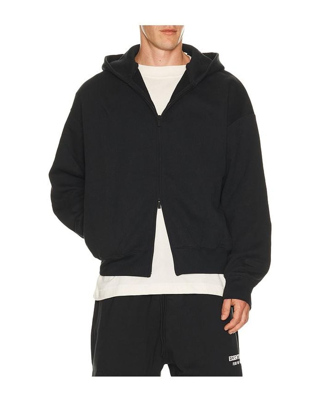 Fear Of God Black Classic Fit Fleece Zip Up Hoodie for men
