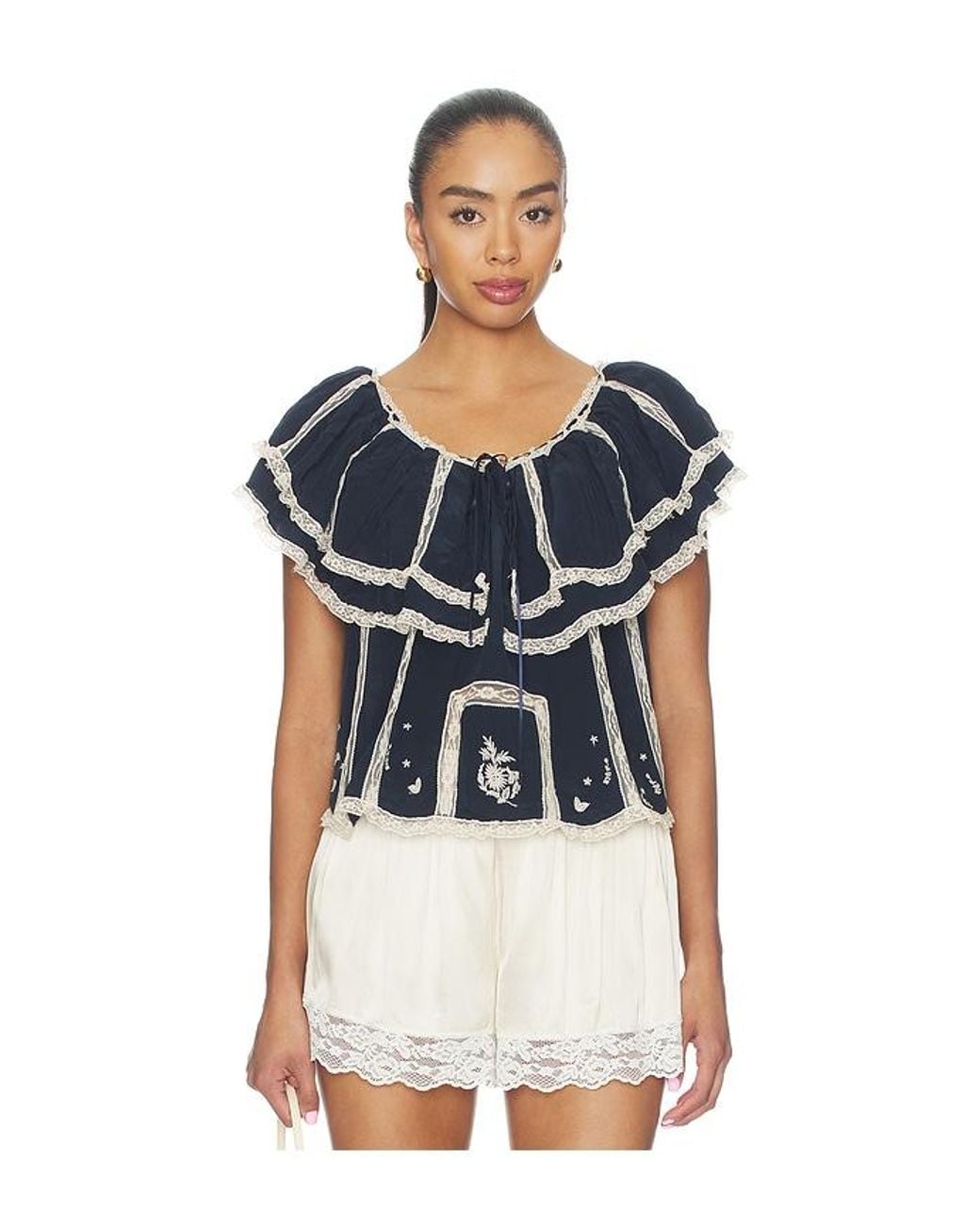 Rixo Blue Mirabella Top