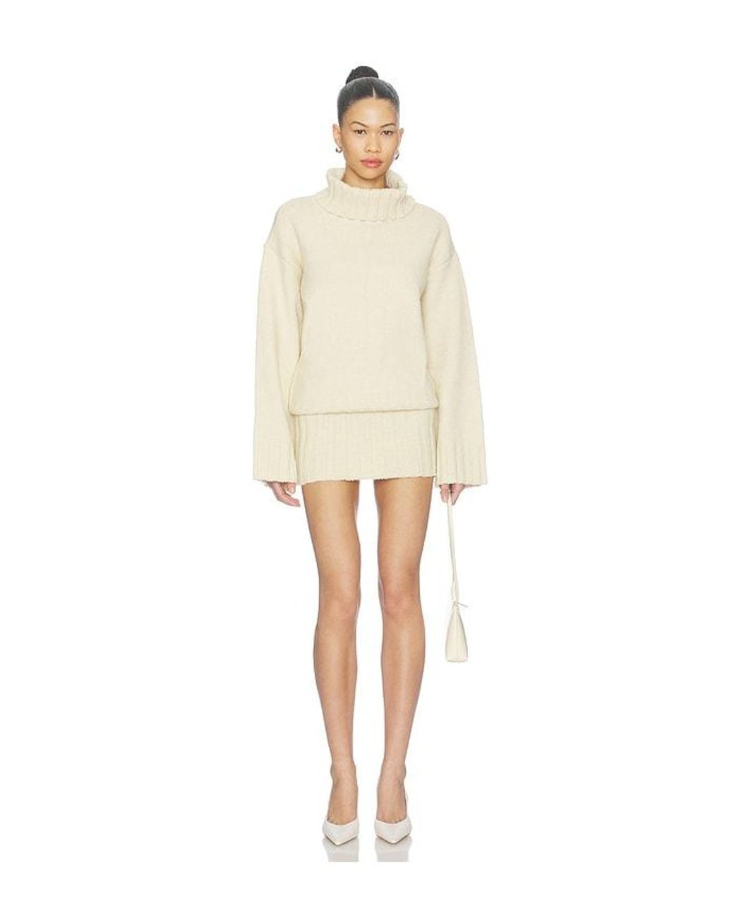 MORE TO COME Natural Rouson Knit Turtleneck Dress