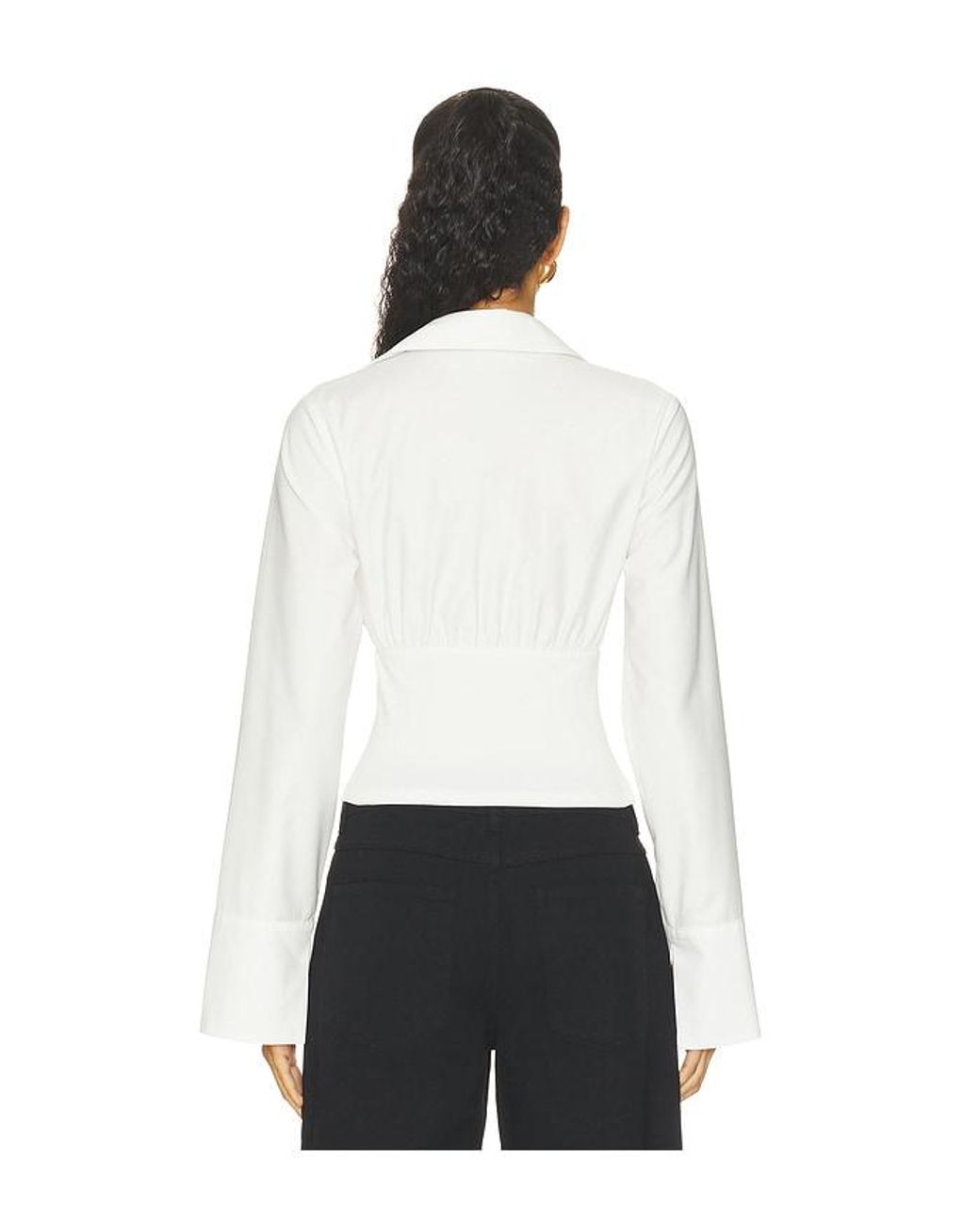 ALL THE WAYS White Amika Fitted Button Up Top