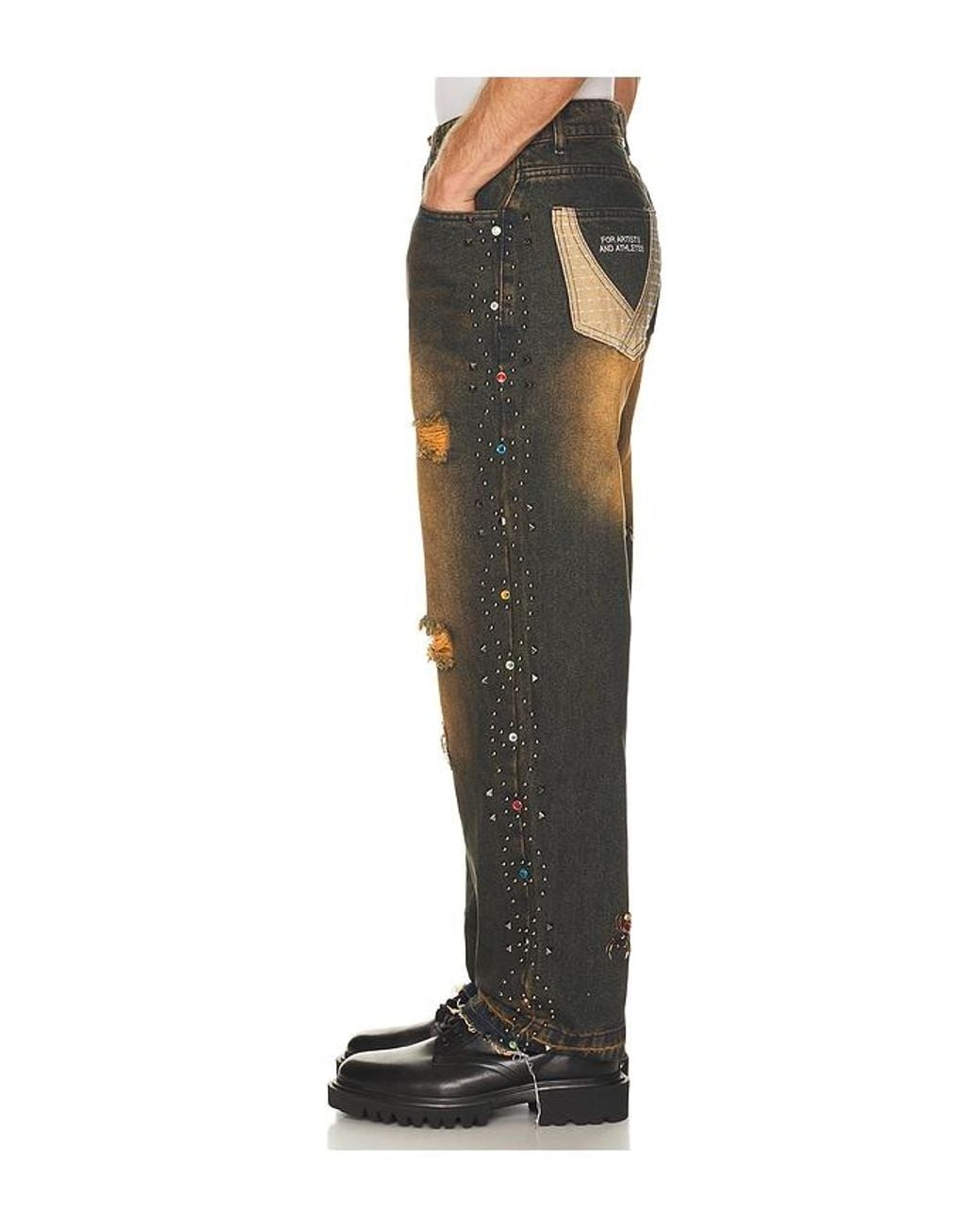 Ryoko Rain Black Vintage Washed Stutted Jeans for men