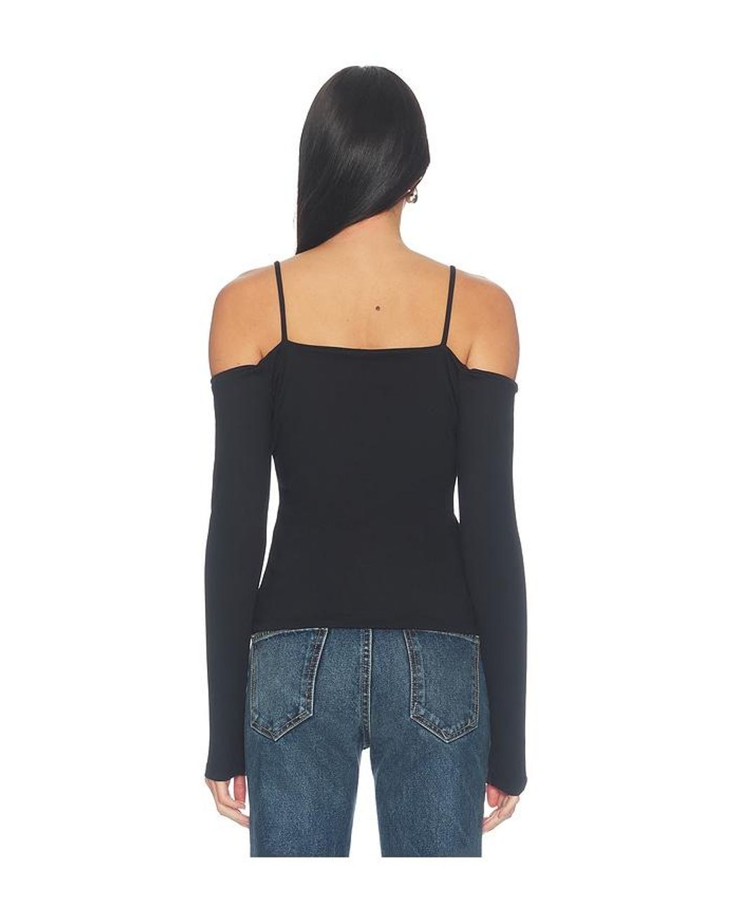 Susana Monaco Blue Off Shoulder String Long Sleeve Top